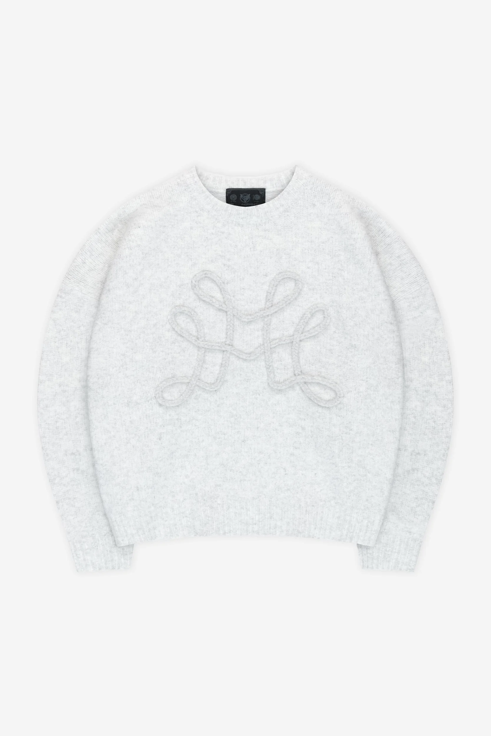 DA BIG M KNIT SWEATER GREY + RIPPED DISTINCTIVE BAGGY DENIM BLACK - Image 5