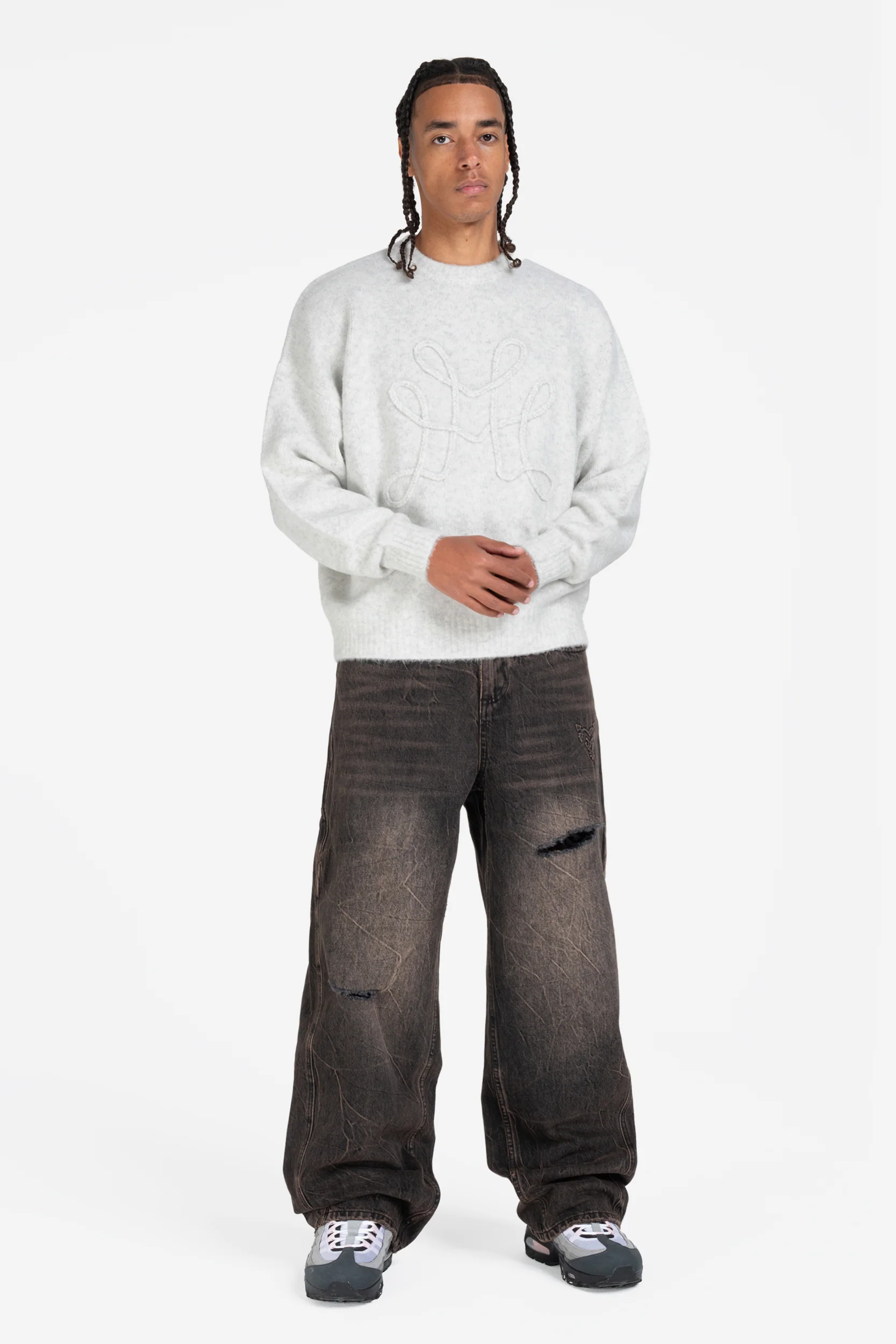 DA BIG M KNIT SWEATER GREY - Image 3