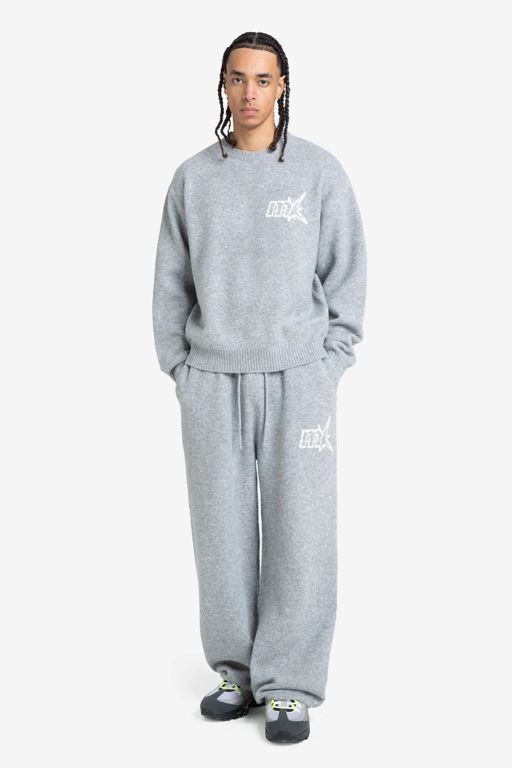 FUZZY KNIT JOGGER GREY MELANGE - Image 3