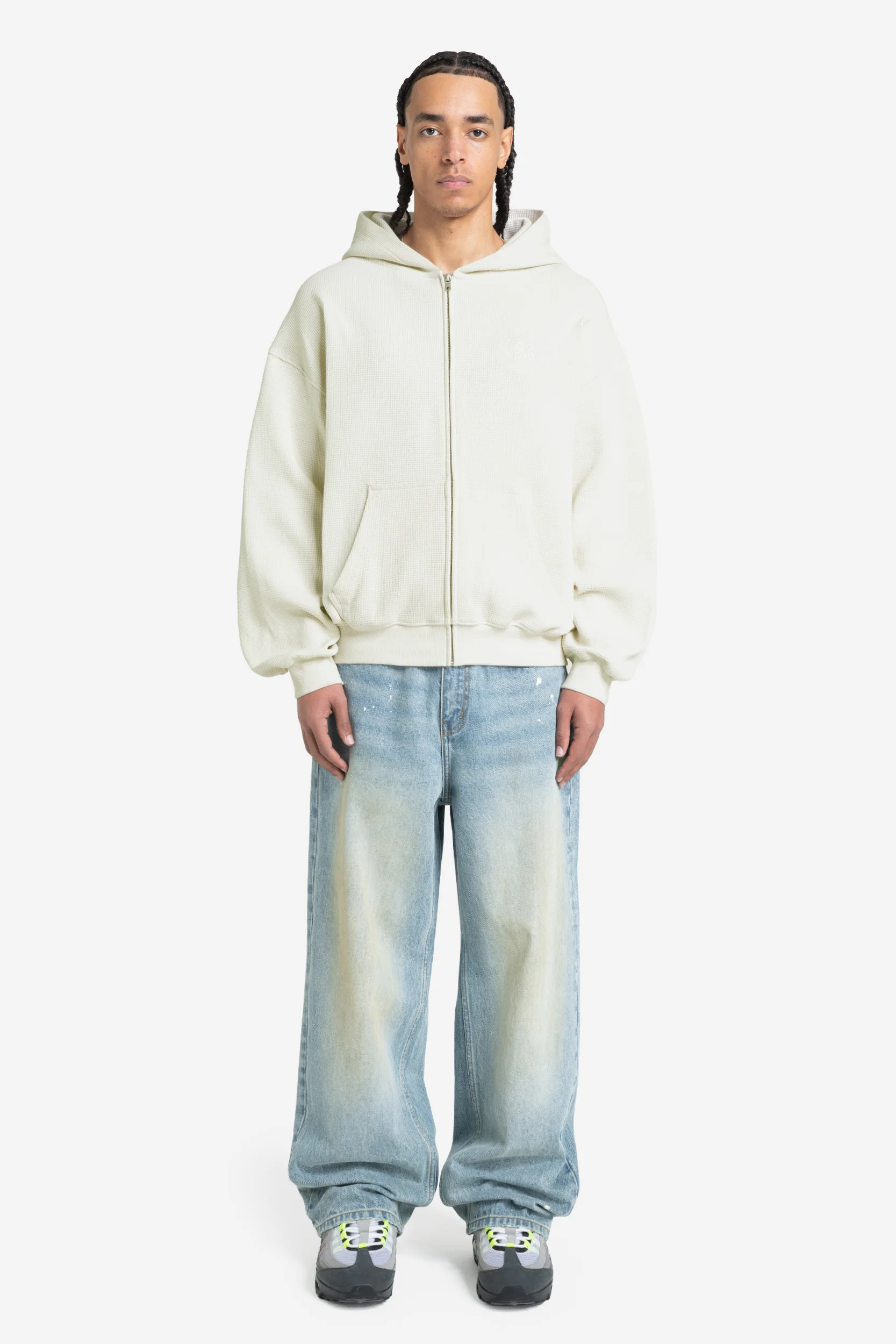 LEGACY WAFFLE ZIP HOODIE CREAM - Image 4