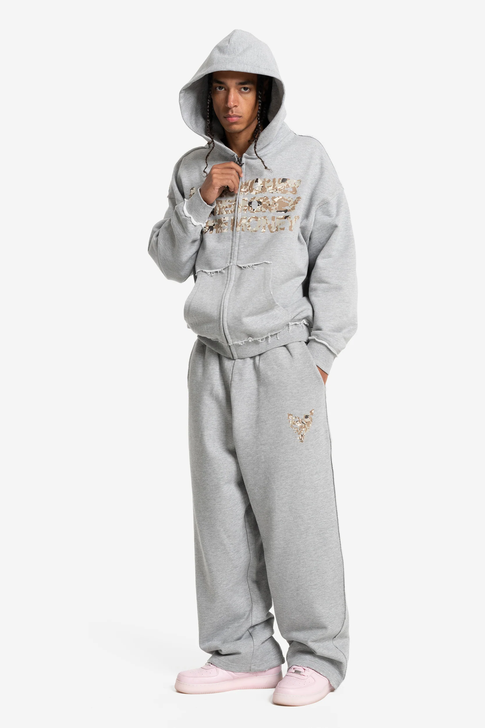 MONEY CALLING FLATLOCK ZIP GREY MELANGE - Image 3