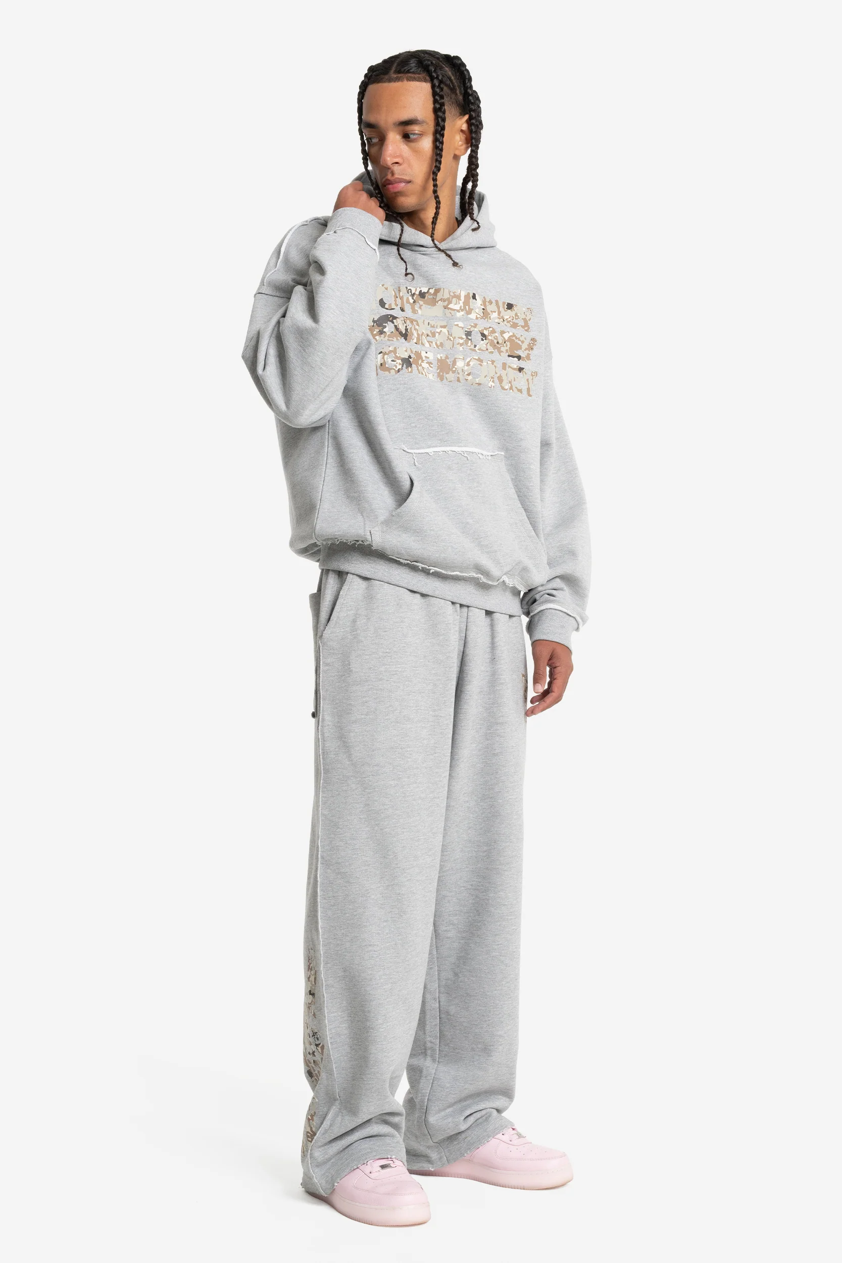 MONEY CALLING FLATLOOK HOODIE GREY MELANGE - Image 3