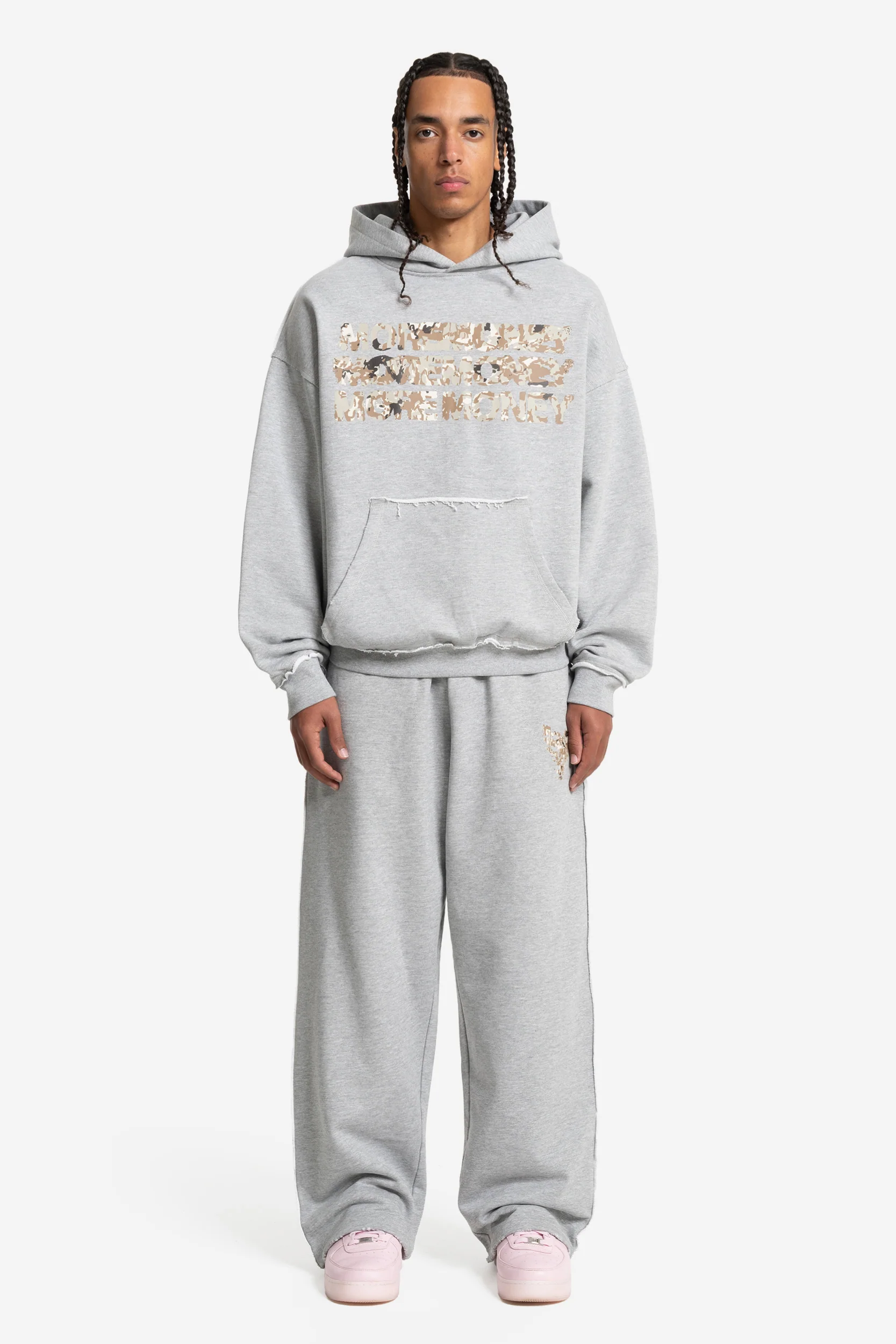 MONEY CALLING FLATLOOK HOODIE GREY MELANGE - Image 4
