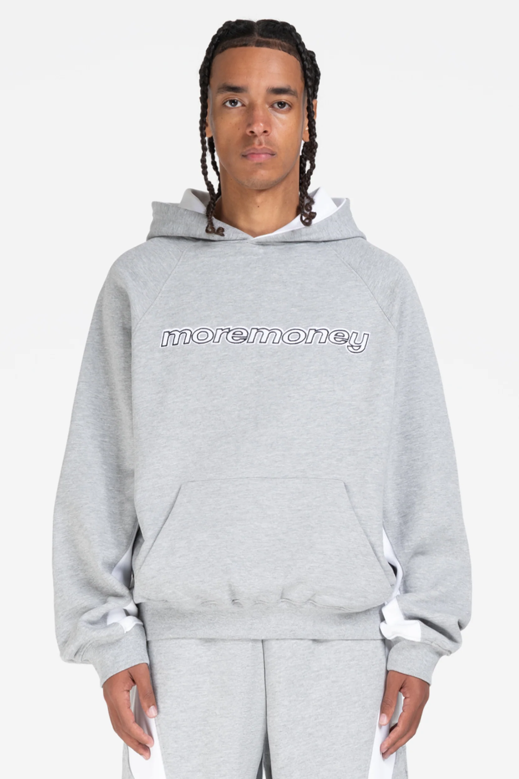PANEL HOODIE GREY MELANGE - Image 2