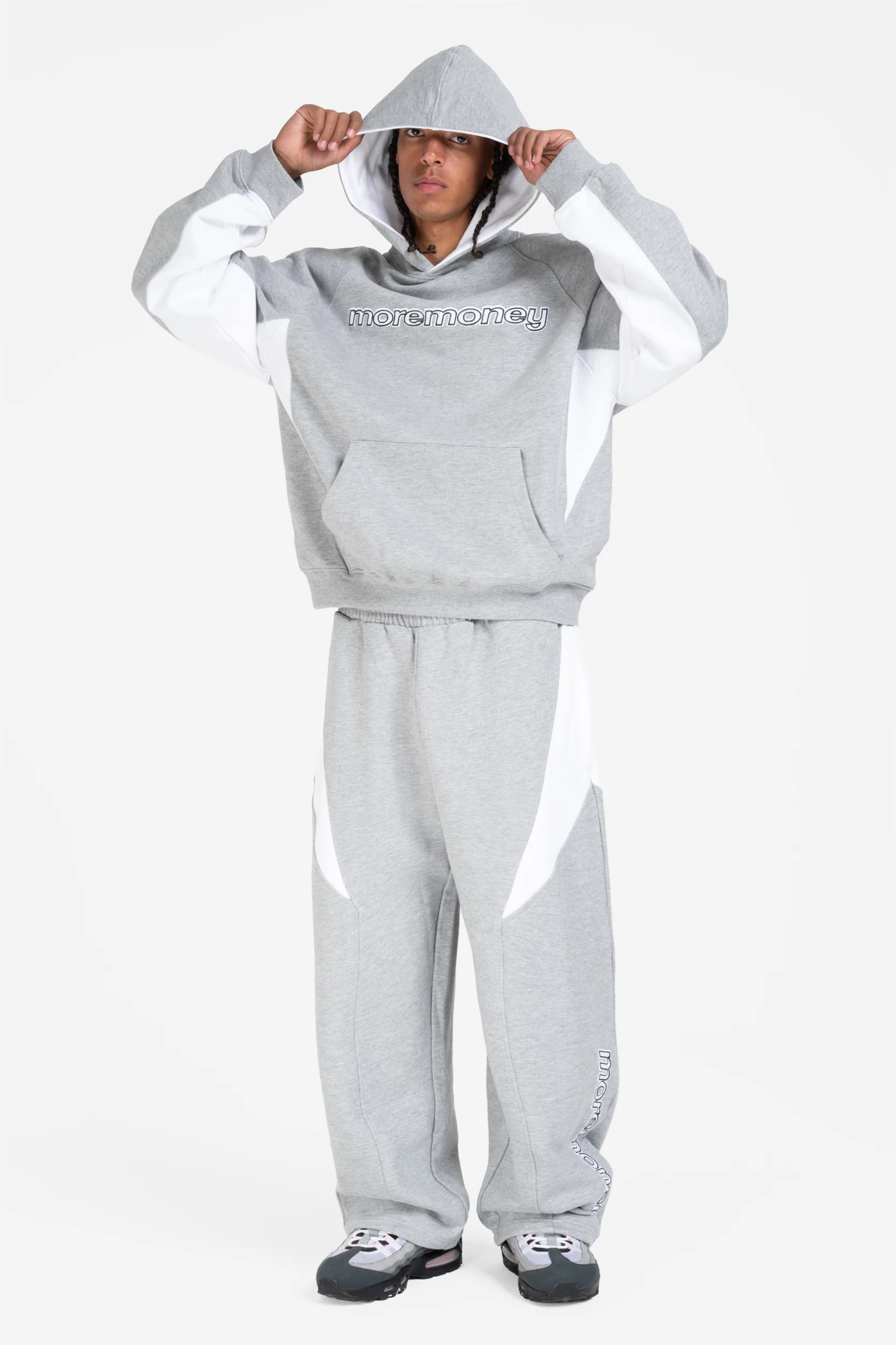PANEL HOODIE GREY MELANGE + PANEL JOGGER GREY MELANGE - Image 3
