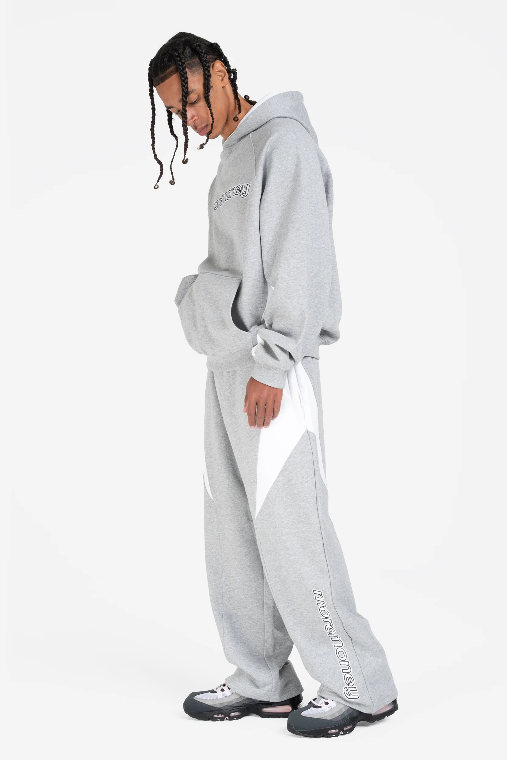 PANEL HOODIE GREY MELANGE + PANEL JOGGER GREY MELANGE - Image 4