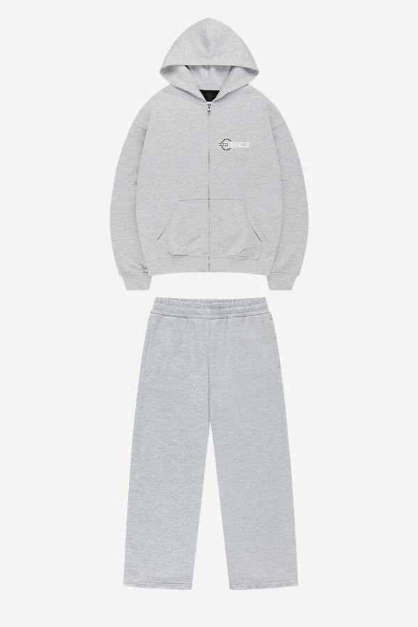 PROFIT ZIP HOODIE + OPEN LEG JOGGER GREY MELANGE