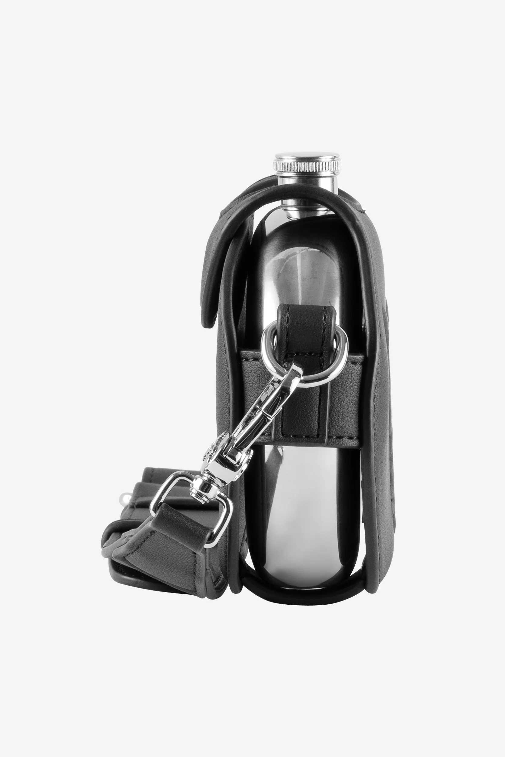 PUNCHED HEART HIP FLASK BAG BLACK - Image 6