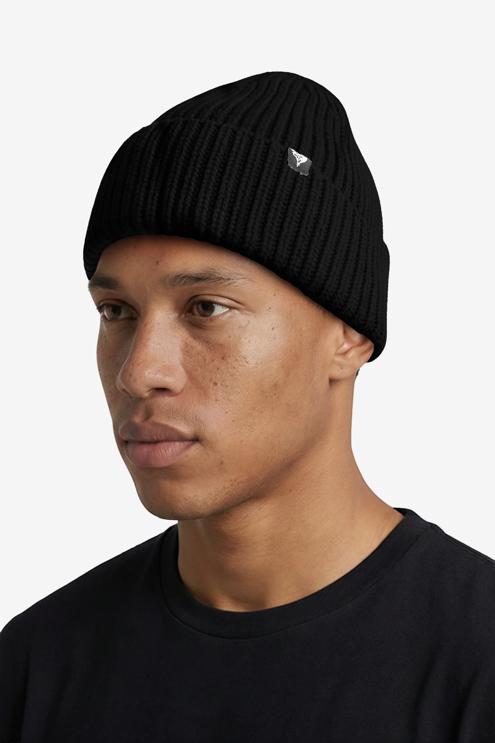 RIB KNIT BEANIE BLACK - Image 2