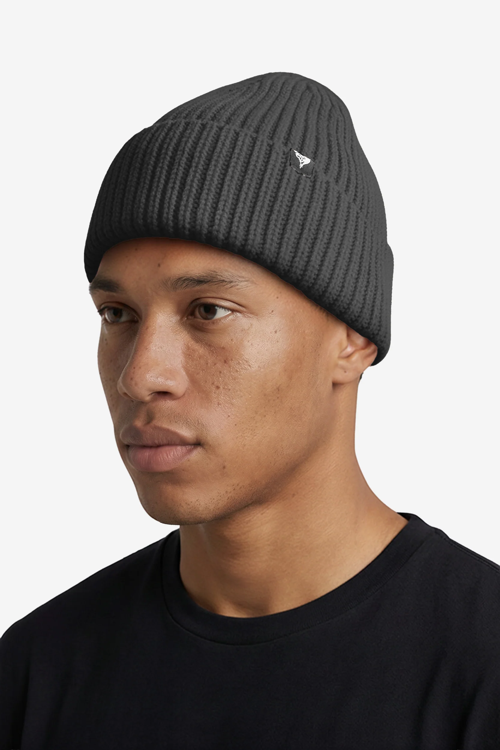 RIB KNIT BEANIE DARK GREY - Image 2